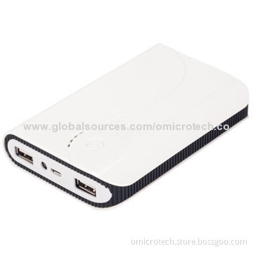 1,2000mAh Fashionable Polymer Dual USB Port Power Bank, Long Standby Time, Sized 124*83*22.5mm